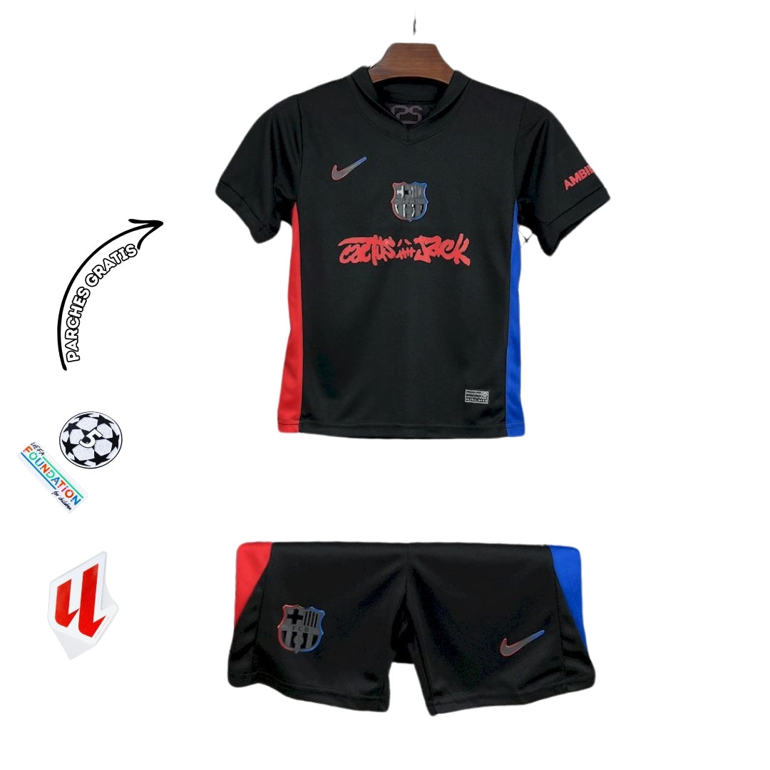 BARCELONA II x TRAVIS SCOTT CACTUS JACK BLACK 2025 LIMITED EDITION KIDS SET