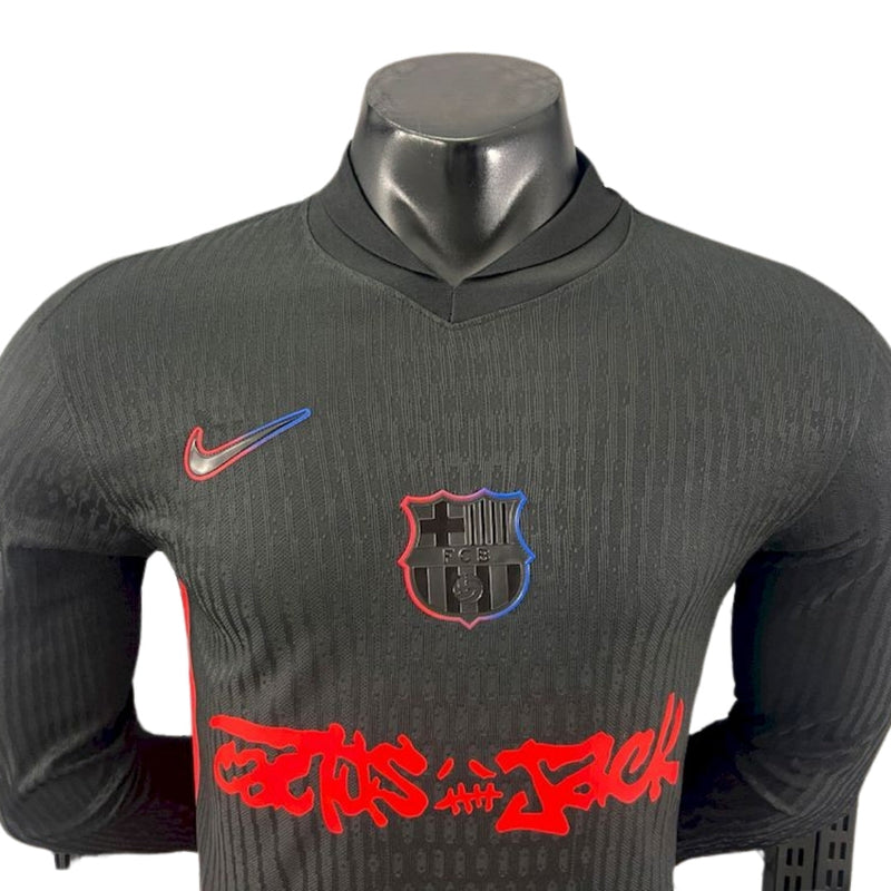 BARCELONA x TRAVIS SCOTT CACTUS JACK NEGRA 2025 EDICIÓN LIMITADA PLAYER VERSION (MANGA LARGA)