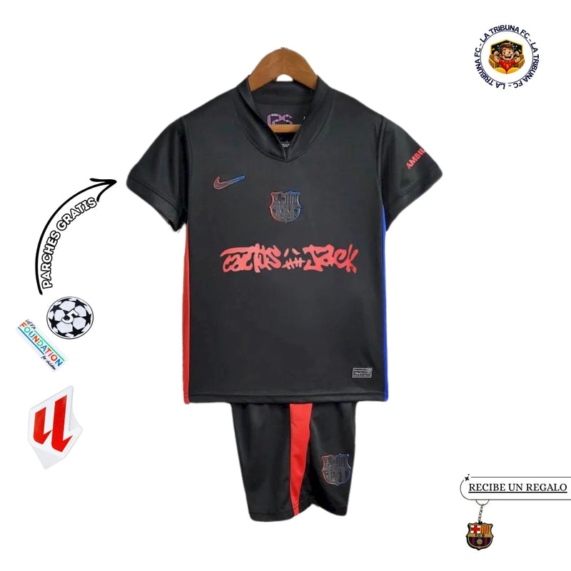 BARCELONA x TRAVIS SCOTT CACTUS JACK NEGRA 2025 EDICIÓN LIMITADA KIDS SET